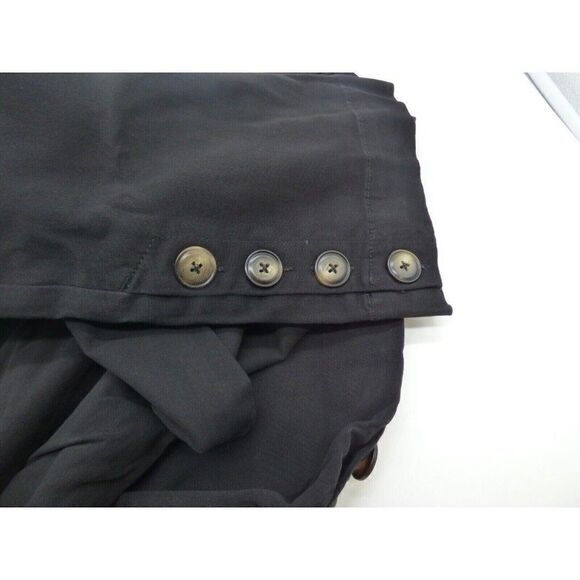New York & Co Twill Wide-leg Button Slit Cropped Pants, Black; Size 10 - Picture 7 of 8